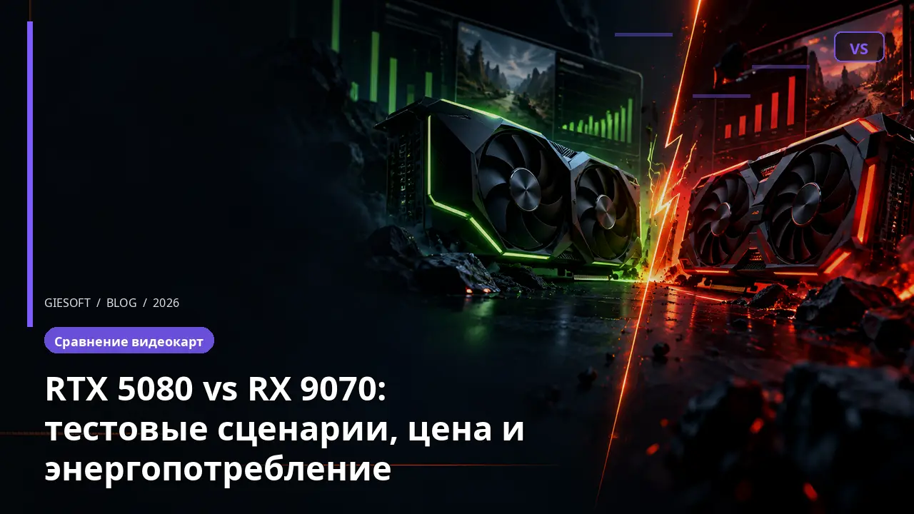 RTX 5080 vs RX 9070: тестовые сценарии, цена и энергопотребление