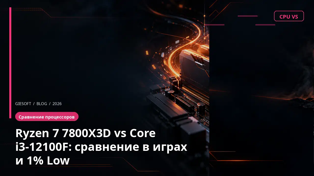 Ryzen 7 7800X3D vs Core i3-12100F: сравнение в играх и 1% Low
