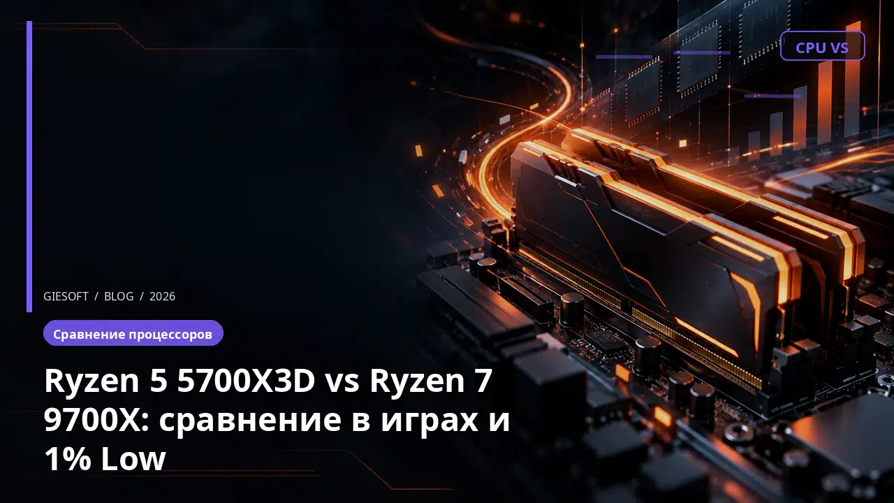 Ryzen 5 5700X3D vs Ryzen 7 9700X: сравнение в играх и 1% Low