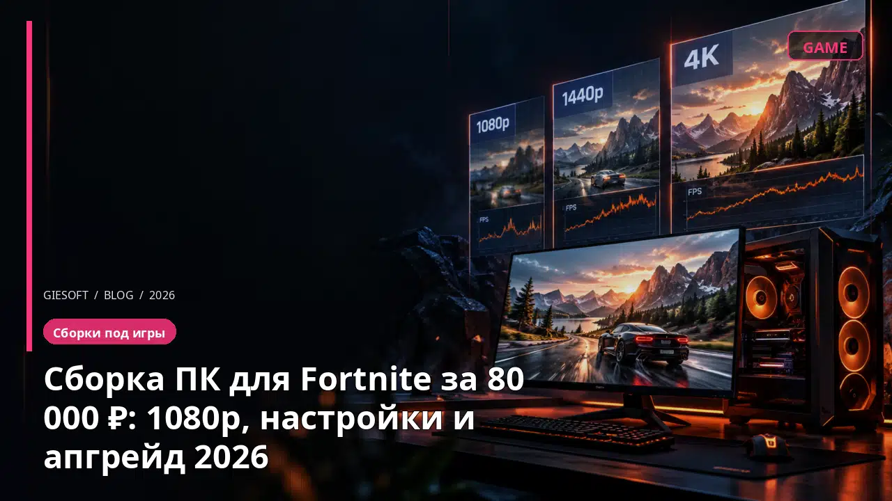 Сборка ПК для Fortnite за 80 000 ₽: 1080p, настройки и апгрейд 2026